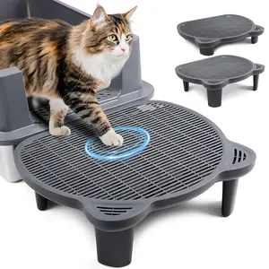 Adjustable Cat Ramp Litter Box Step Double Layer with Filter Function, Elevated Litter Box Ramp for Senior Cats Easy Cleaning Cat Litter Tray for Floor Indoor