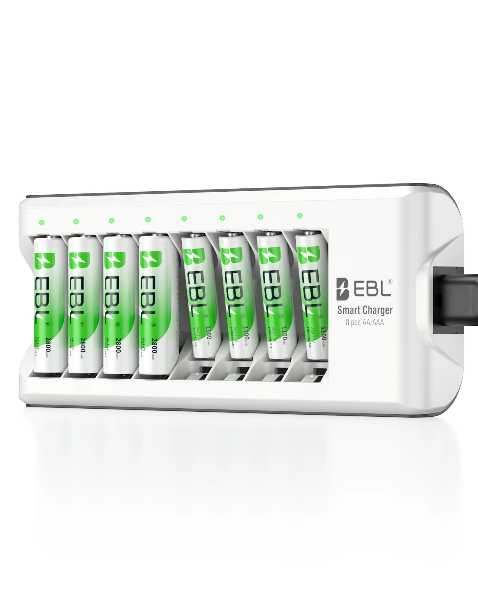 EBL AA AAA Rechargeable Batteries with Upgraded 808 Individual Charger, 1.2V 2800mAh Double A Batteries,Long Lasting Recharerble AA AAA Ni-Mh battery with Integrated Charing Storage Box,back to school