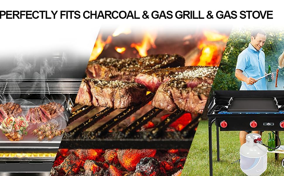 ELF GRILL 25"x16" Outdoor Flat Top Griddle Pan - Heavy-Duty Metal Cookware Compatible with Gas Grills, Stoves, Charcoal Grills & Camping Gear | Must-Have BBQ Accessory