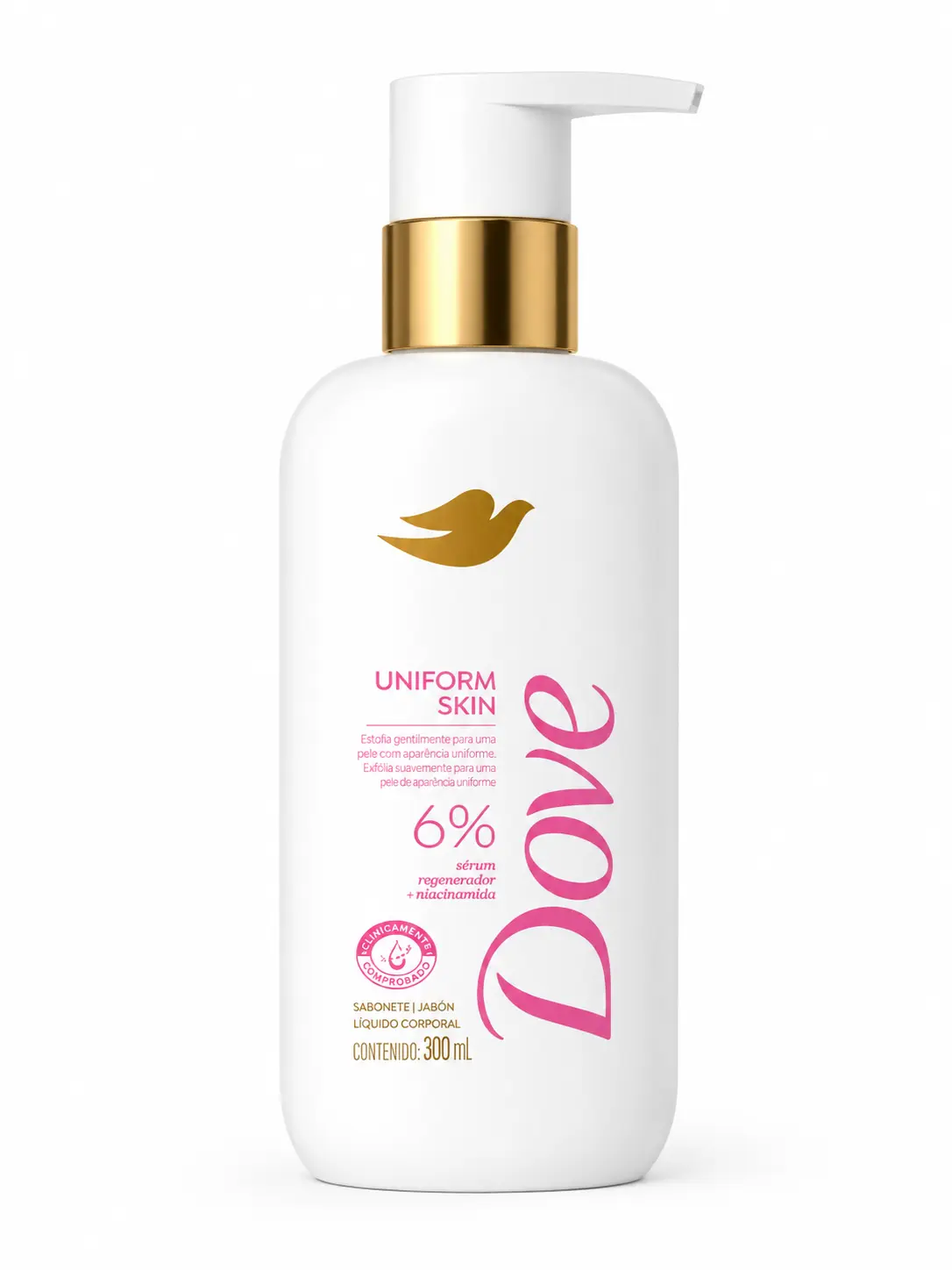 Dove Uniform Skin 6% Body Exfoliant Soap-- 3 sizes , 135g soap bar, 300ml and 547 ml de Mexico