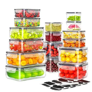 Sealed food storage container set, equipped with easy-to-close lid plastic containers, suitable for picnics, camping, offices and schools - keep your food fresh and orderly, kitchen storage, including pens and labels.
