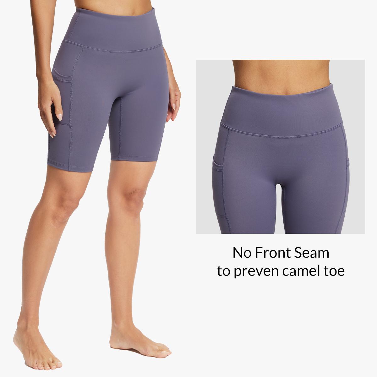 baleaf Women's 8" High Waist Biker Shorts Yoga Running Volleyball Workout Gym with Pockets for Summer