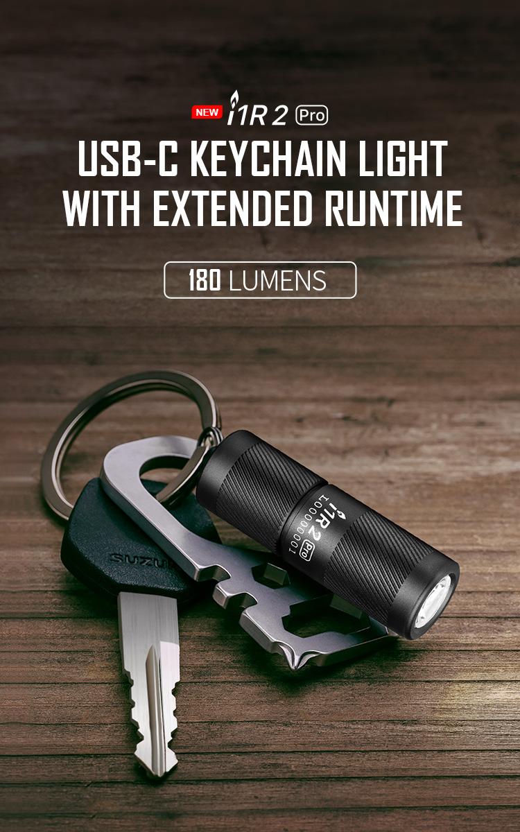 OLIGHT I1R 2 Pro Eos 180 Lumens EDC Rechargeable Keychain Flashlight with Type-C USB Cable