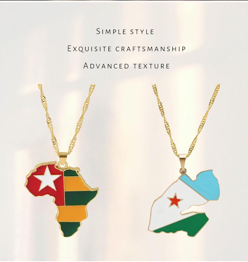 GGIRL Fashion World Map Pendant Necklace 18K Gold Plated National Flag Design for Men Women Neutral Gift Travel Enthusiast Modern Versatile Streetwear Statement Jewelry，Fashion Jewelry Gift for Holiday Haul Christmas Birthdays Anniversaries