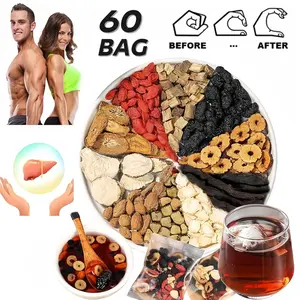 Ginseng Five Treasure Tea Kidney Tea, Natural Organic Kidney Cleanse Detox Tea for Men & Women, Ginseng Red Date Mulberry Herbal Formula Energy Boosting