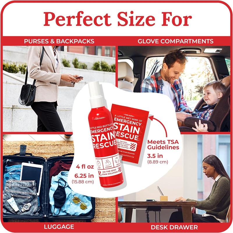 EMERGENCY STAIN Remover Spray – for Clothes, Upholstery Fabric, Carpet - Works on Most Blood, Grass, Coffee, Mud, Grease & Oil Stain Household Detergent