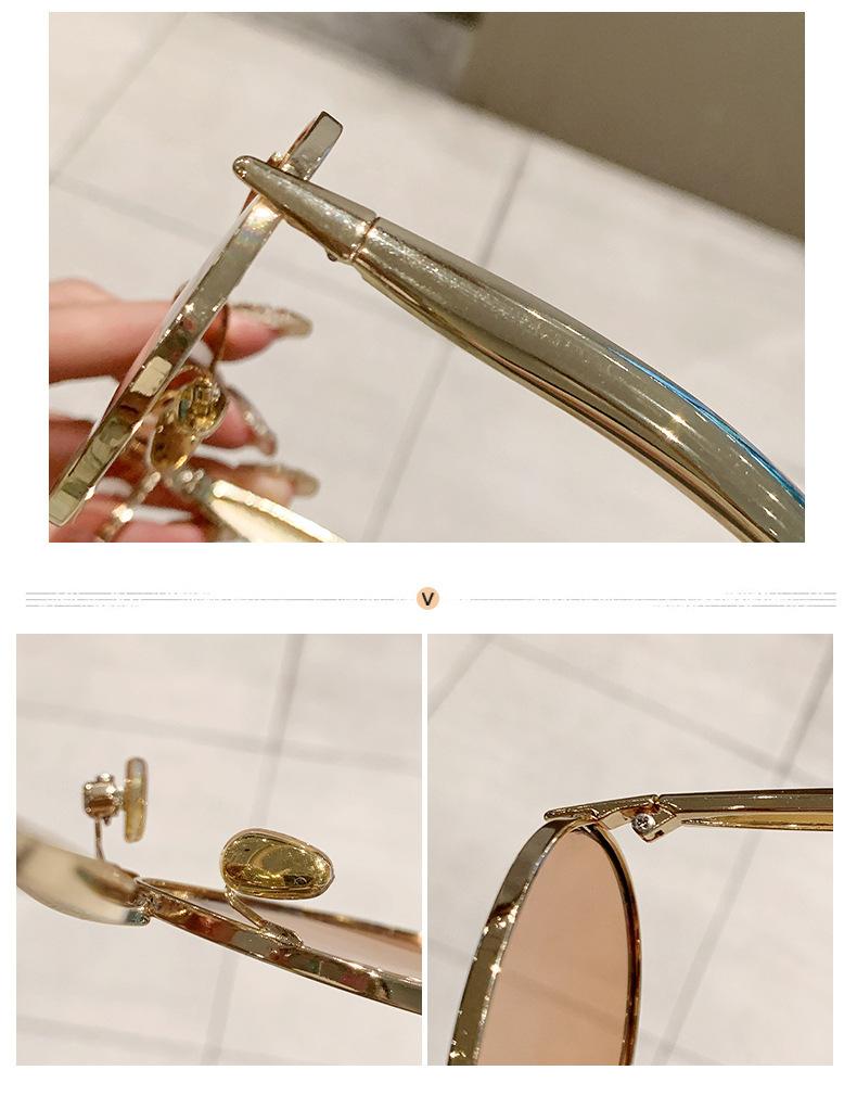 〖Summer Turn Up〗1 PCS Large Frame Double Beam Metal Fashion Glasses Toad Glasses Advanced Retro Personality Versatile Daily Wear Street Photography Vacation Travel Beach Accessories Gold Color Sleek Rectangular Sunglasses Acetate Sunglasses