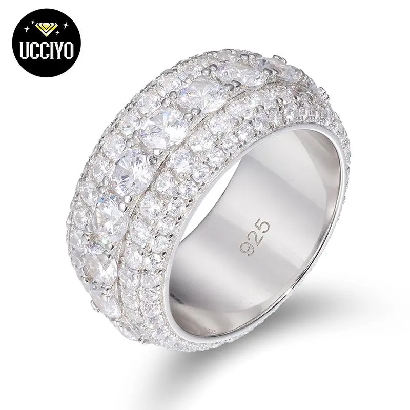 【#R60 Livestream】UCCIYO 18K Gold-Plated Ring with Lab-Grown Moissanite For Men Hip Hop Pave Setting S925 Sterling Silver Rings Hip Hop Jewelry summerwins【#R60 Livestream】 Beautiful Rings