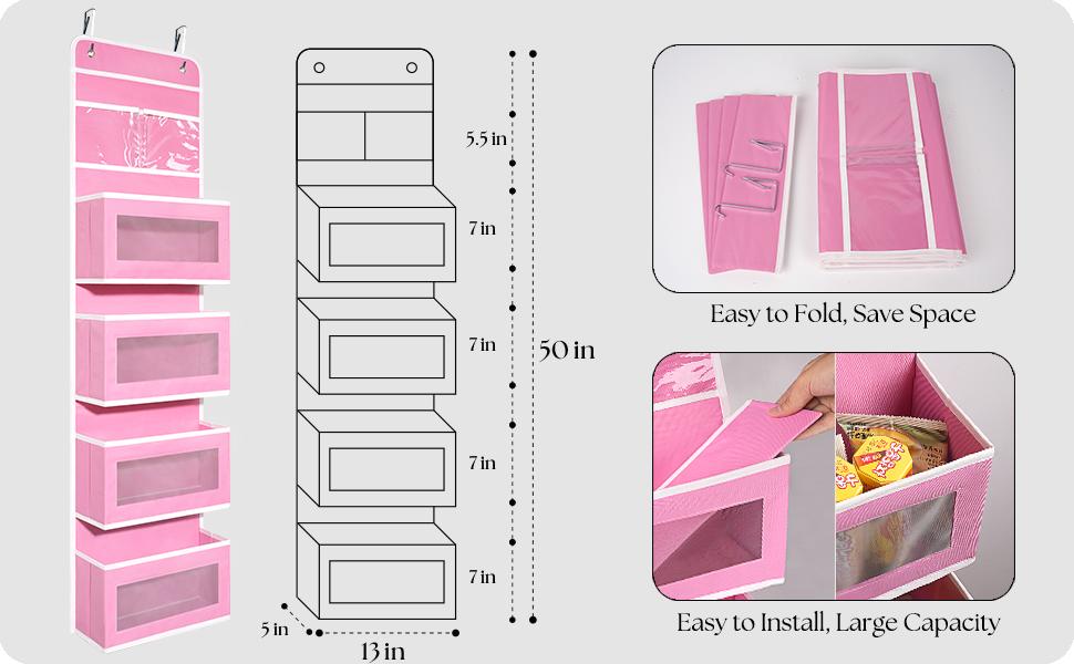 Over The Door Hanging Organizer 4 Large Compartments | Bedroom Closet Nursery Storage Rack | Space Saving Toys Clothes Accessories Organizer Over The Door Hanging Organizer 4 Large Compartments | Bedroom Closet Nursery Storage Rack | Space Saving Toys Clothes Accessories Organizer