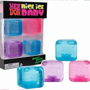 4 PACK TEENIE MINI -Schylling NeeDoh NICE ICE BABY Sensory Stress Relief Squishy Fidget SQUEEZE  CUBES