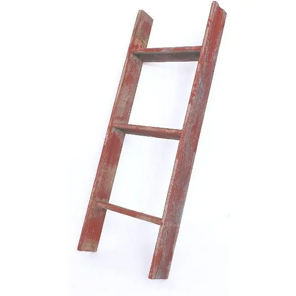 BarnwoodUSA Rustic Farmhouse Blanket Ladder - Our 3 ft (Picket) Ladder is Crafted from 100% Recycled and Reclaimed Wood No Assembly Required color Red
