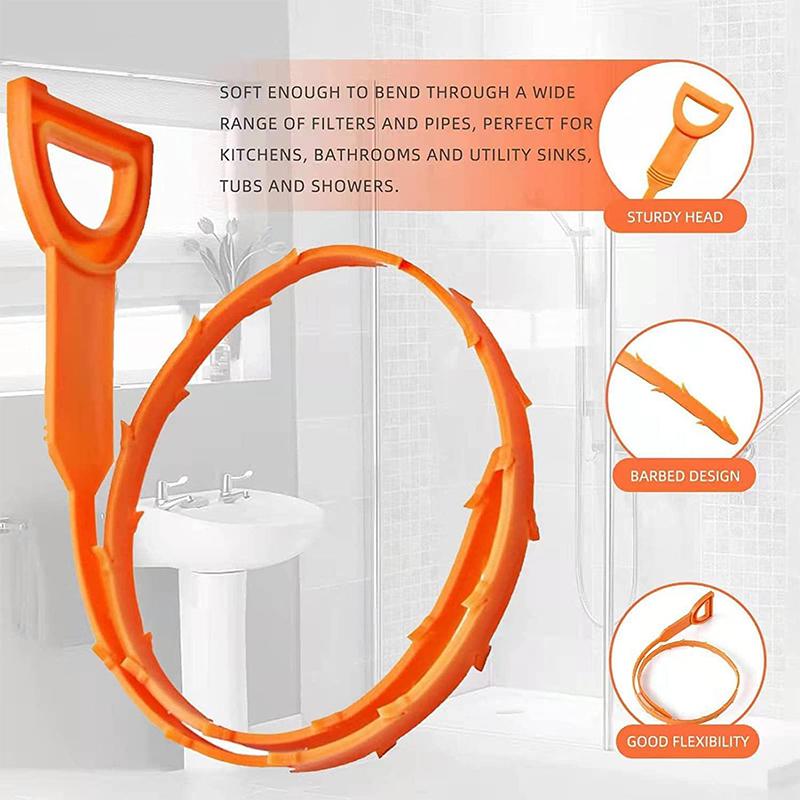 【FaddishDeal】5pcs Hair drainage tools, bathroom pipe unclogging tools, sewer plastic pipe cleaners, drainage tools, kitchen sink hoses Barbed Snake.