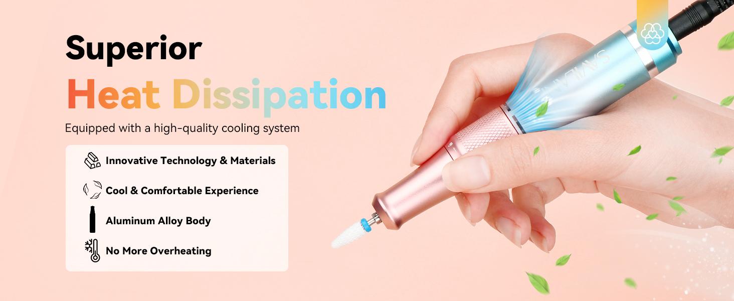 SAVILAND Electric Nail Drill 40,000 RPM Upgraded Portable Nail Drill Beautiful Gradient Sunset Design Ideal Nail Care Cutics Treatment & Manicure