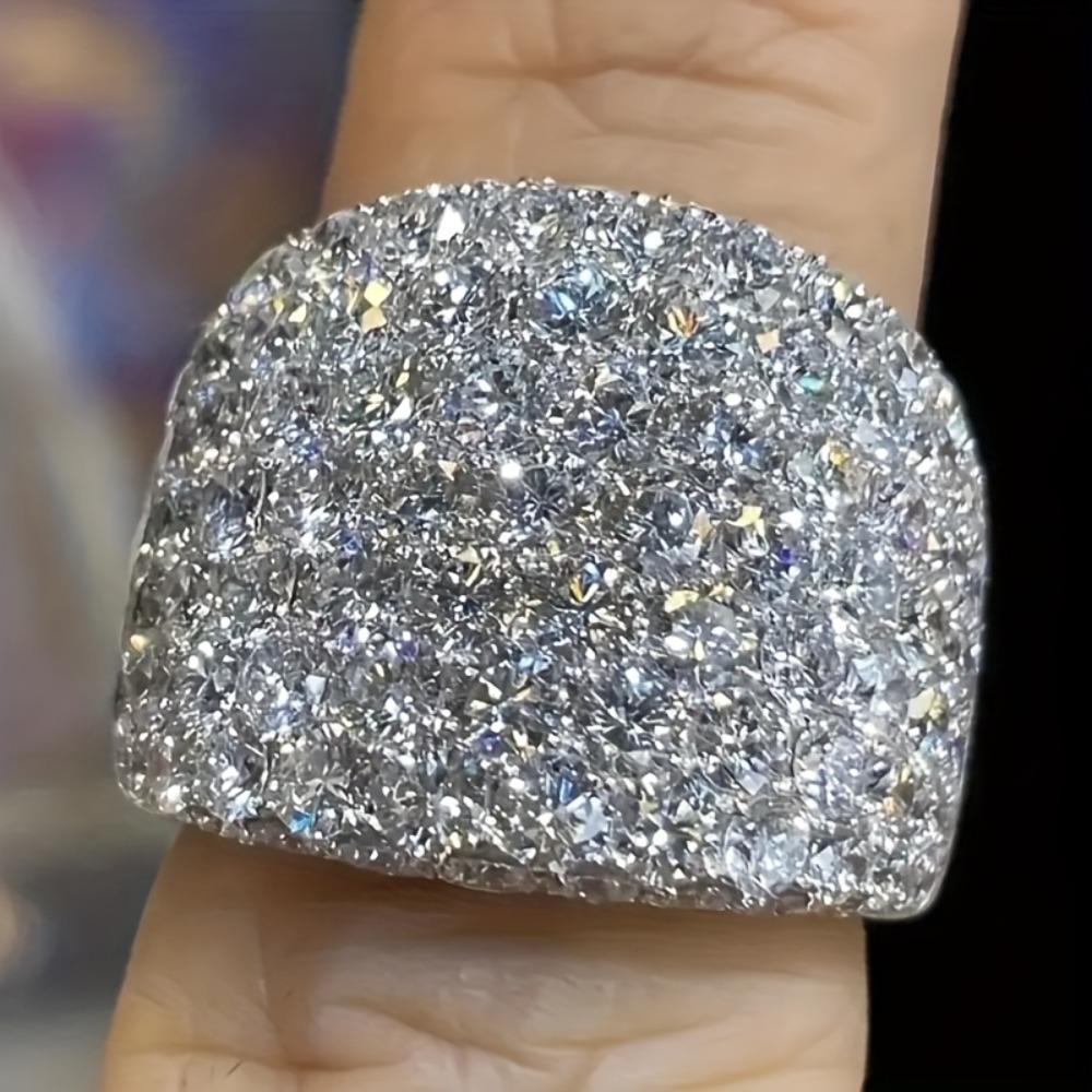 1 Piece Women's Wide Band Statement Ring with Dazzling Synthetic Zirconia Suitable for Proposal Engagement Wedding Daily Party Valentine's Day Christmas Unisex Fashion Accessory