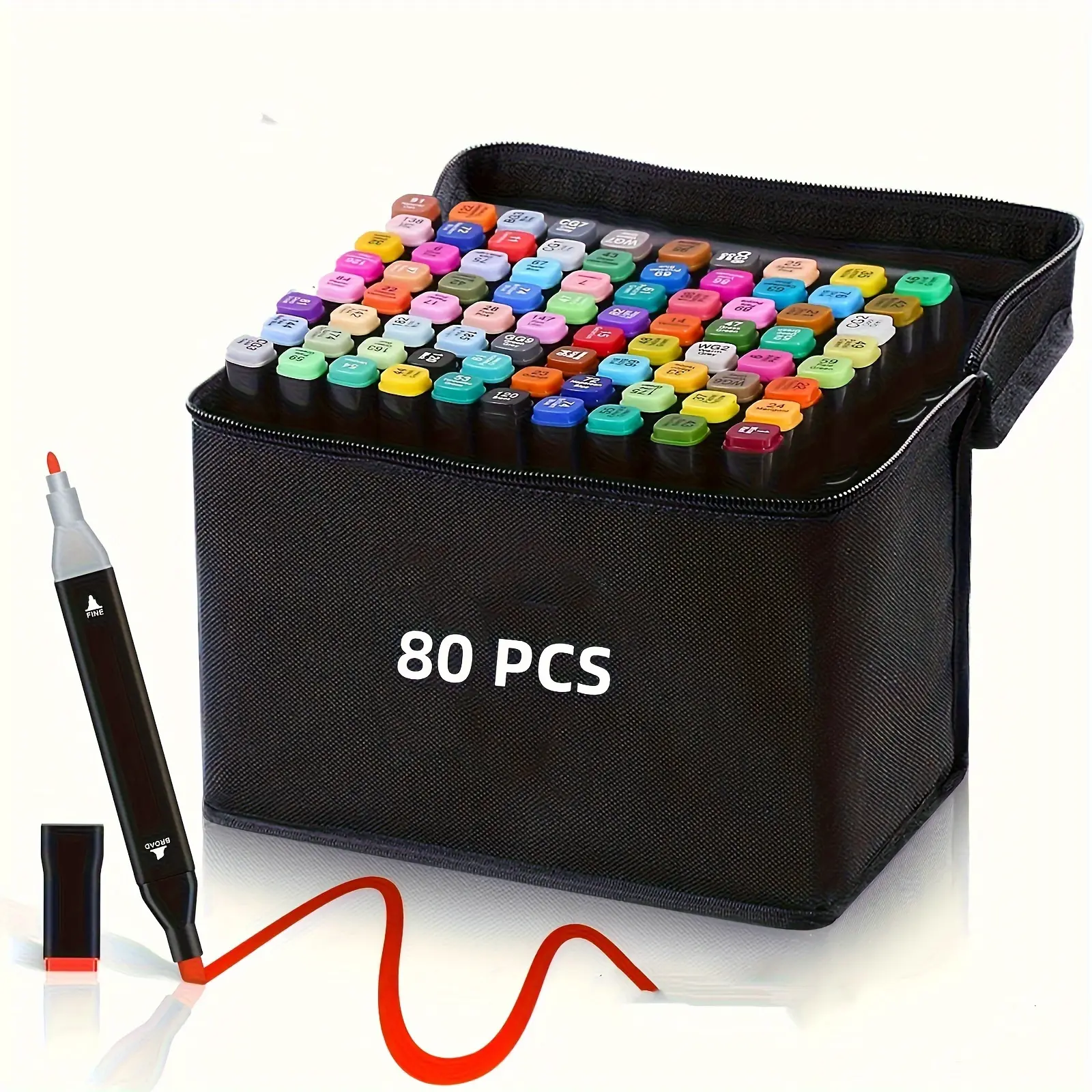 Marker Pens 80 Colors Alcohol Markers with Case & Holders, Dual Tips Chisel & Fine Art Markers for Adult Coloring Kids Drawing, Adult coloring sketching, illustration Craft Card Making
