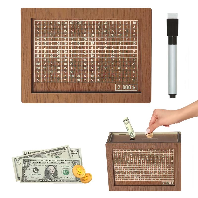 MONEYBOX Wooden - eco-friendly [biodegradable] box | Eco-friendly, sustainable design | Save up to $10,000 | stylish sturdy box | perfect for budgeting, financial planning and goal setting | perfect for teens, adults and families