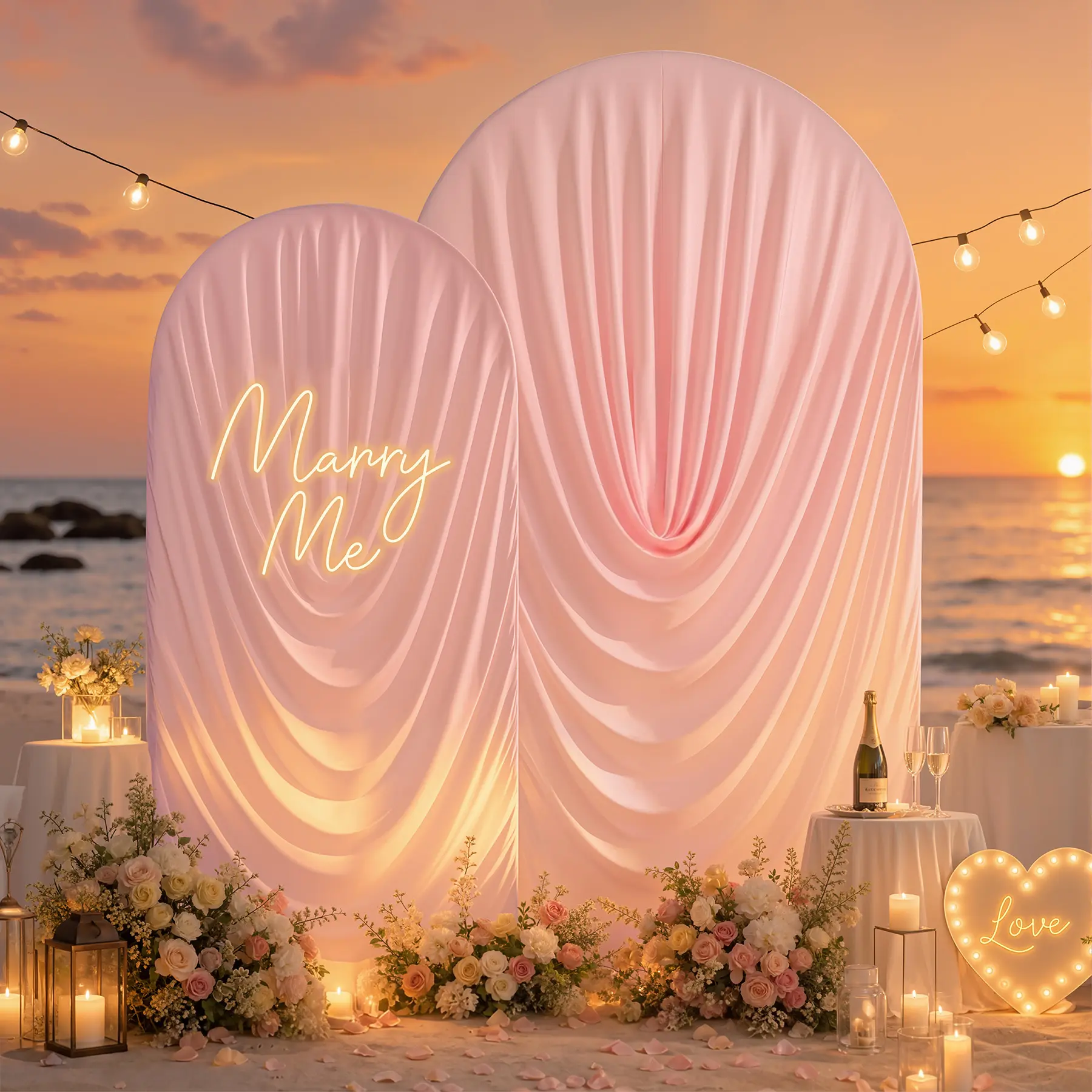Polyester-Spandex Stretch Arch Cover, Reusable Wrinkle-Free Soft Fabric Draped Backdrop for Arch Frame, Floral-Customizable Ceremony & Anniversary Decor, Baby Shower Party Background Accessory