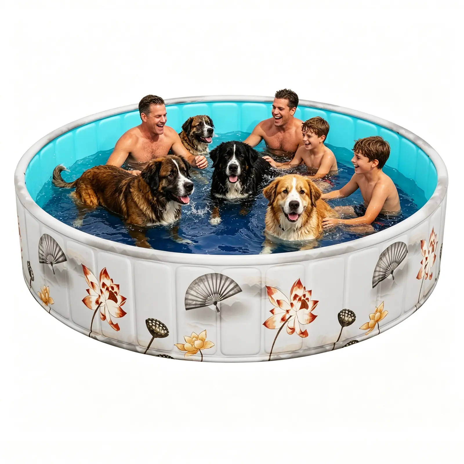 Portable Foldable Dog & Kids Swimming Pool - Non-Slip PVC Cooling Pool for Backyard, Camping & Beach