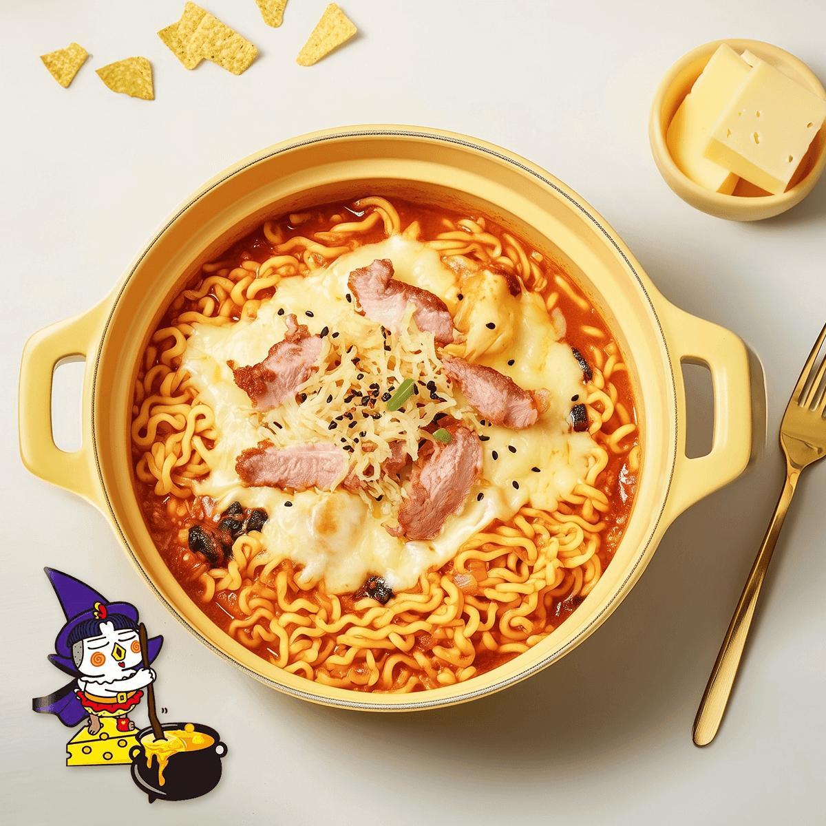 Samyang Cheese Ramen Buldak Stir Fried Noodles - 4 Cheese Flavor, Spicy Chicken Ramen, 145g x 5 Packs