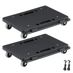 VEVOR Furniture Dolly, 500 lbs Capacity Each Count, Furniture Mover with Wheels, Portable Moving Rollers 4 Wheels Heavy Duty, Small Flat Dolly Cart with Interlocking for Heavy Furniture, 2 Pack, Black