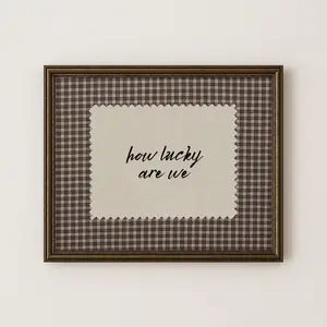 Rustic Brown Gingham How Lucky Are We Hand Written Wall Art Western Trendy Decor
