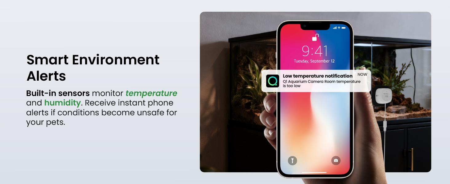 HomiQ Life 3MP 2K Aquarium & Terrarium Pet Camera.Magnetic Install &Close-Focus Lens for Fish,Lizard, Reptile Pet and Window Bird Feeder,2.4GHz & 5GHz WiFi,Color Night Vision,Auto-focus,24/7 Recording