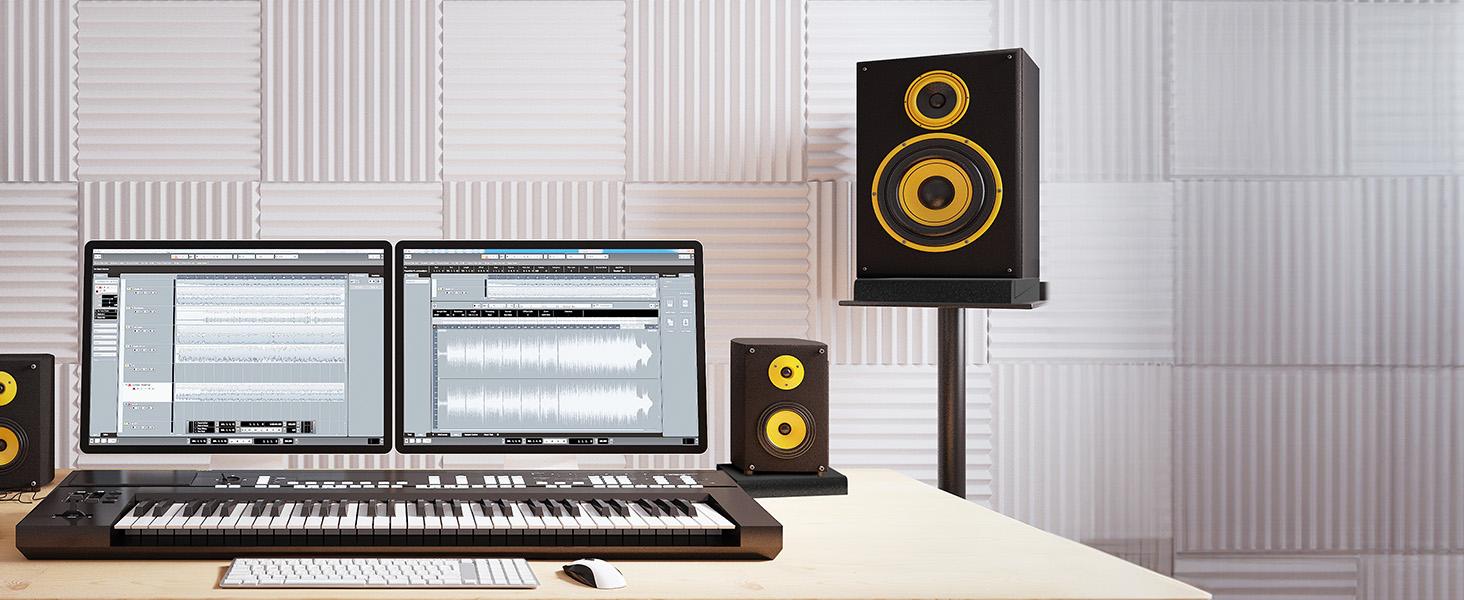 TONOR Isolation Pads for Speakers, Studio Monitor Acoustics Foam, High-Density Soundproofing Panels, Adjustable Angle, Prevents Vibrations, Pack of 2