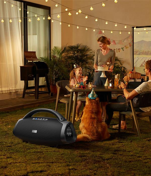 W-KING 330W Peak Bluetooth Speaker, 2 Mics 7.5" Subwoofer, IPX7 Waterproof EQ App Fast Charge 24H Play Guitar Charging Portable