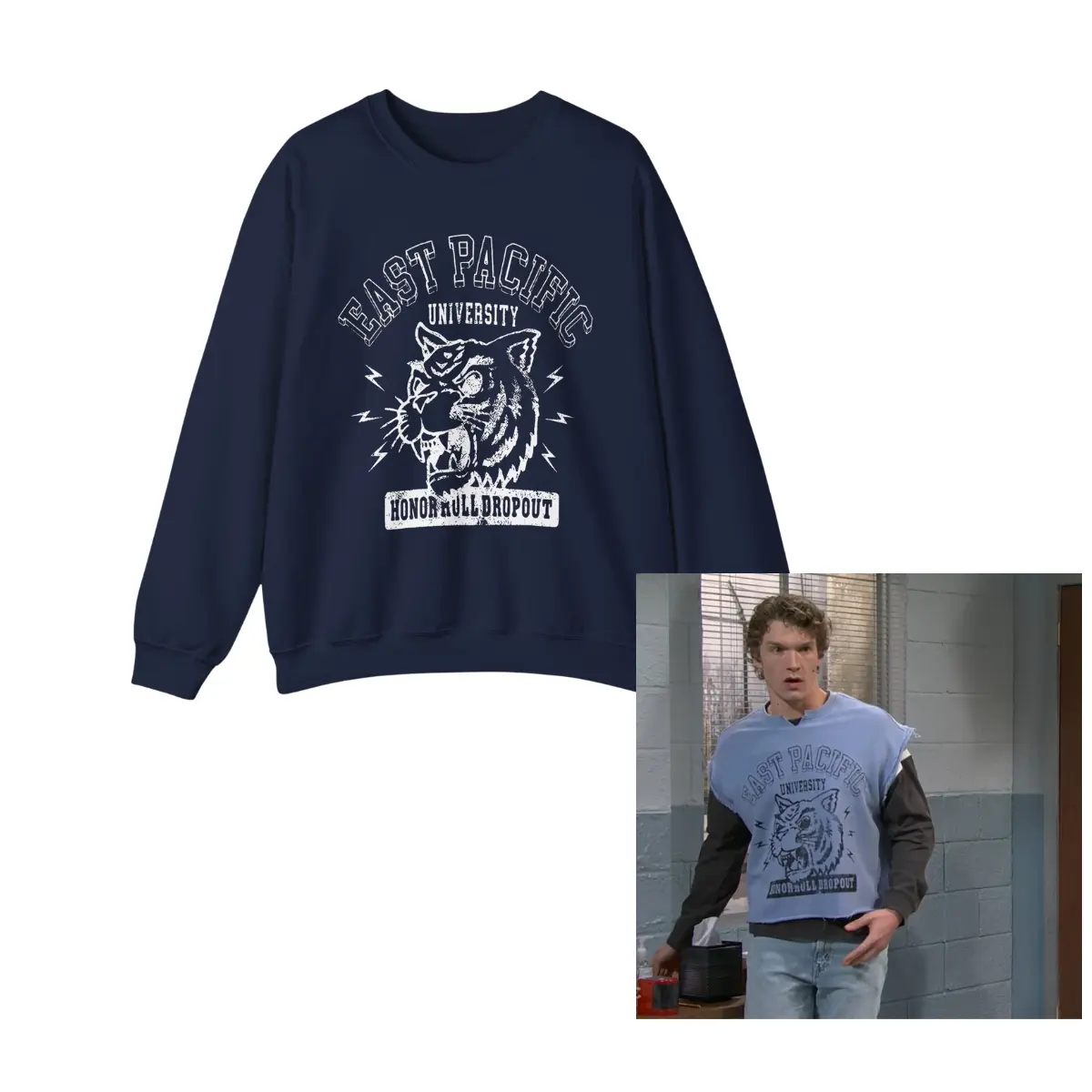 East Pacific University Tiger Crewneck – Honor Roll Dropout Vintage Sweatshirt