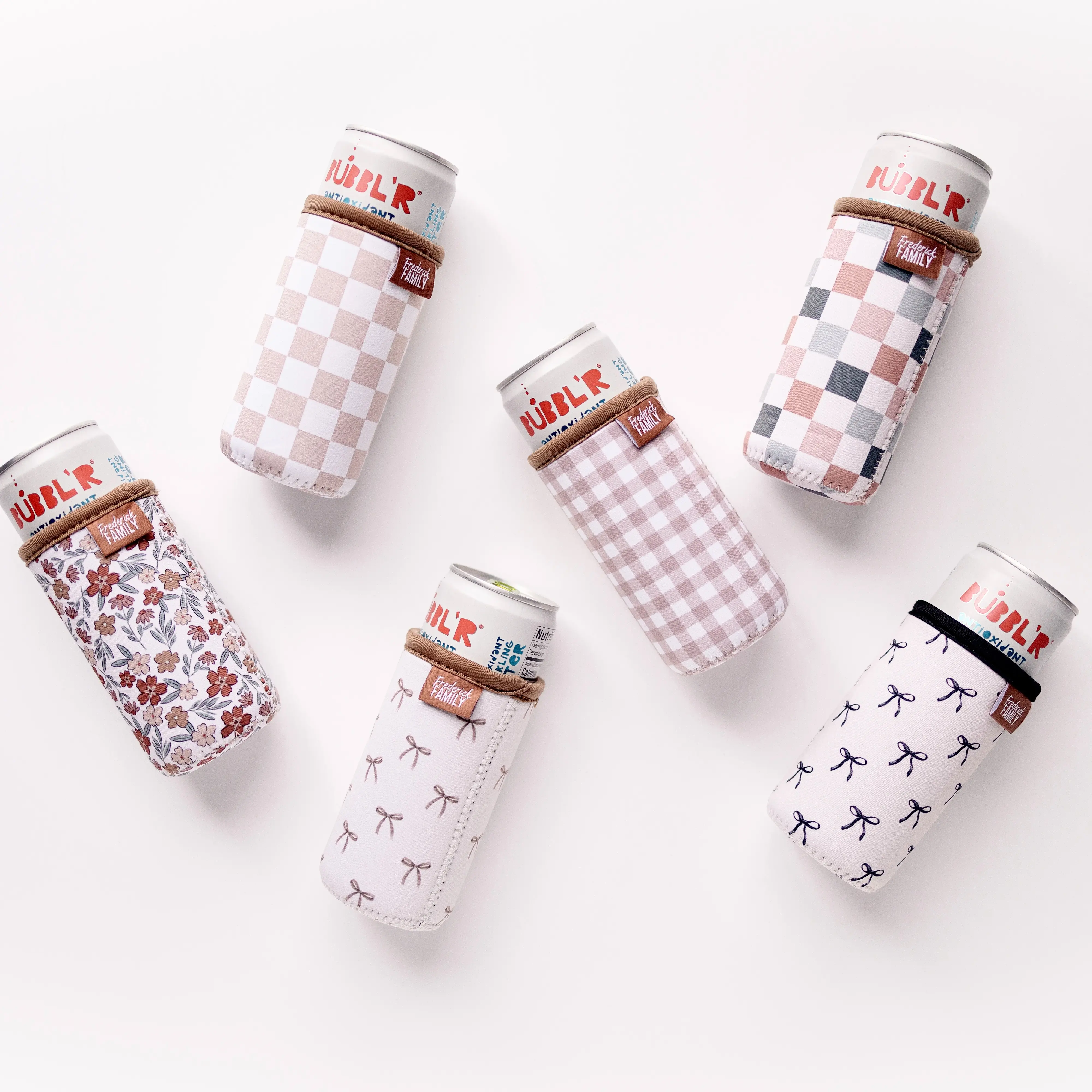 Slim Can Drink Sleeves- Reusable Neoprene Coolers with Aesthetic Patterns, 12oz Skinny Can Holder for Seltzer Energy Drinks