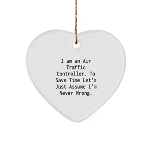 Funny Air Traffic Controller Heart Ornament Gifts from Friends, Coworkers, Family - Christmas Unique Air Traffic Controller Decor