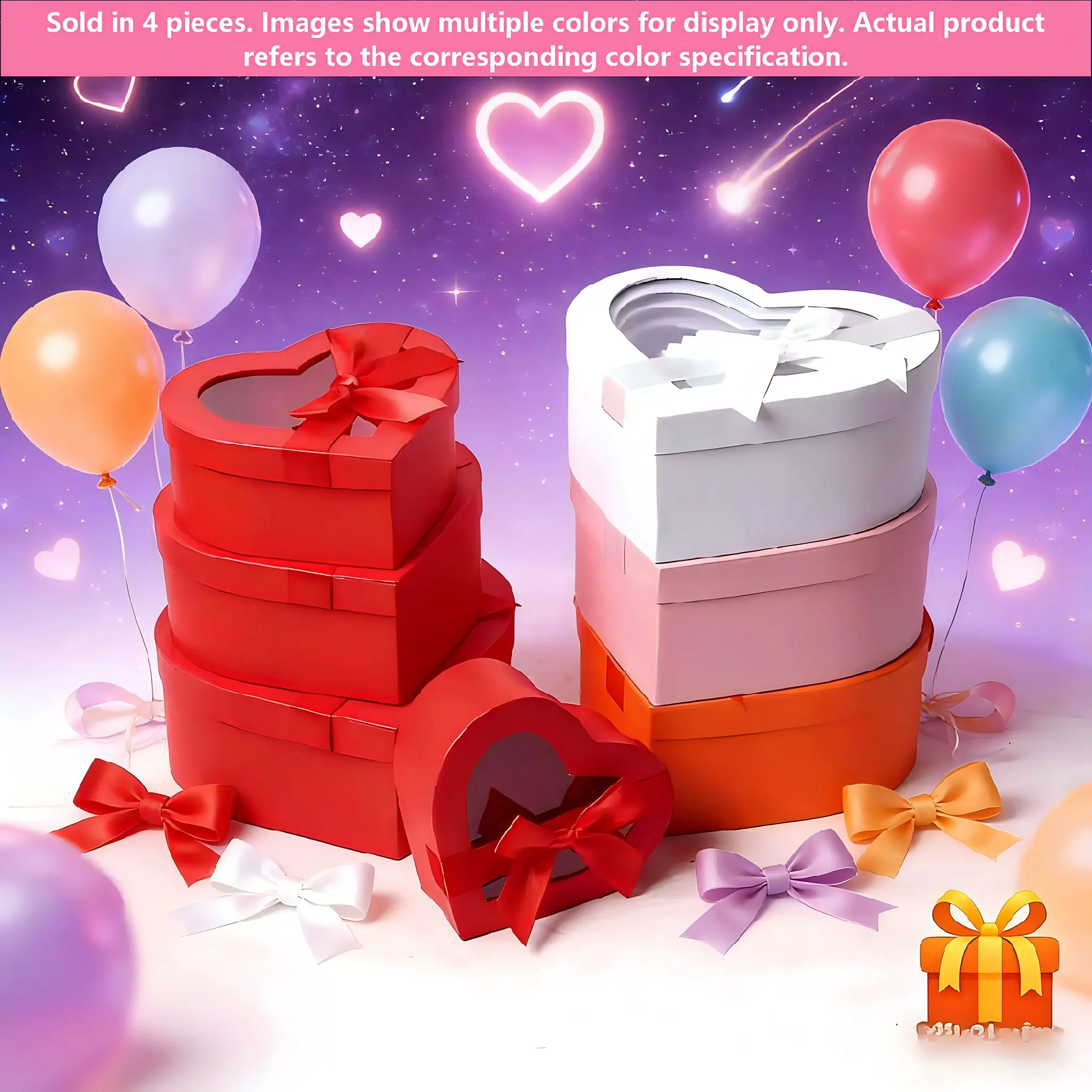 Perfect for Gifts! 4-Piece Heart Boxes Perfect Gift Bundle Valentine’s & Mother’s Day Must🎁 Romantic Gift Surprise Gifts Gift Boxes With Lids For Presents