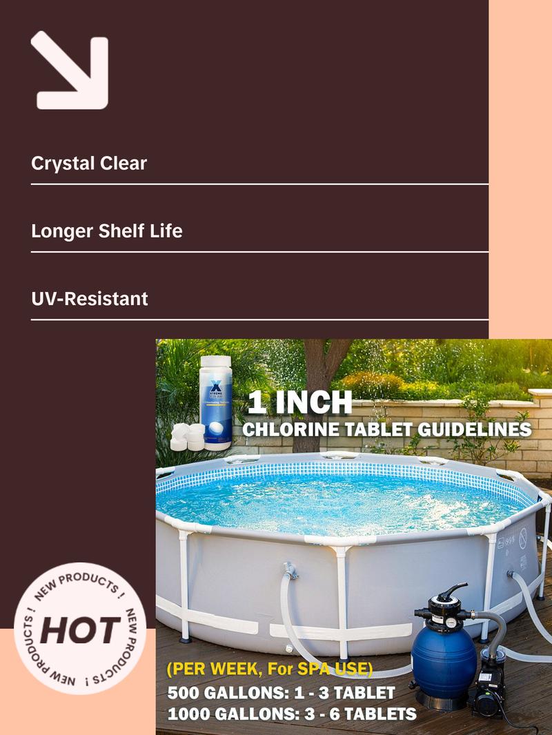 Xtremeclear 1" Stabilized Tablets Swimming Pool Spa Hot Tub, 1.5 Pounds pool supply hth  products Stabilized Swimming Pool Tablets