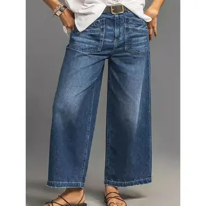 Wide Leg Stretch Jeans - Comfortable Soft and Breathable for Casual Wear Denim Womenswear with High Waist and Loose Fit