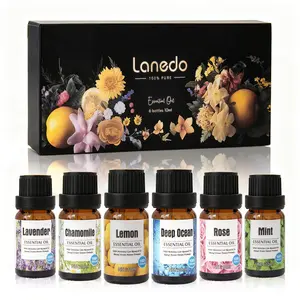 Essential Oil Gift Box 6 Bottles of Natural Plant Essential Oil Lavender Sleep Aid Lemon Fresh Mint Refreshing Chamomile Soothing Aromatherapy Machine Massage Special Stress Relieving and Relaxing Gift for Female Friends Valentine's Day