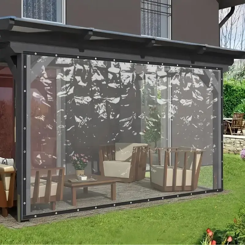 【SummerVibes】2PCS Clear heavy-duty waterproof tarp 7*10FT Clear Tarps with Grommets ,Heavy Duty Waterproof Tarp Cover,Transparent Polyethylene Vinyl Tarpaulin for Outdoor,Plant,Garden Rain Tent