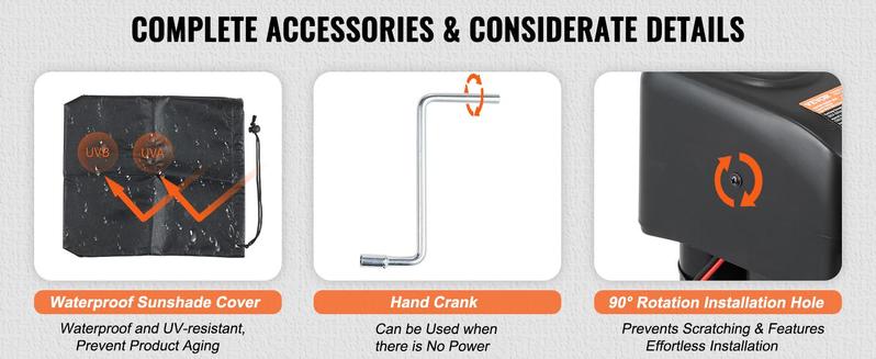 VEVOR Electric Trailer Jack, Power Tongue Jack Weight Capacity 4000 lbs, 9.84"-33.85" Electric Tongue Jack with Waterproof Cover for Lifting RV, Horse, Utility, Yacht