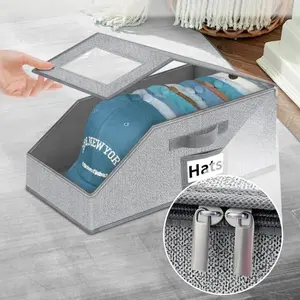 Stackable Baseball Cap Storage Box - Holds 24 Hats, Durable Cardboard Wardrobe Organizer for Men,24-Cap Stackable Hat Box – Classic Style Durable Cardboard Organizer, Ultimate Closet & Home Storage Solution,Heavy-Duty Cardboard Closet Organizer