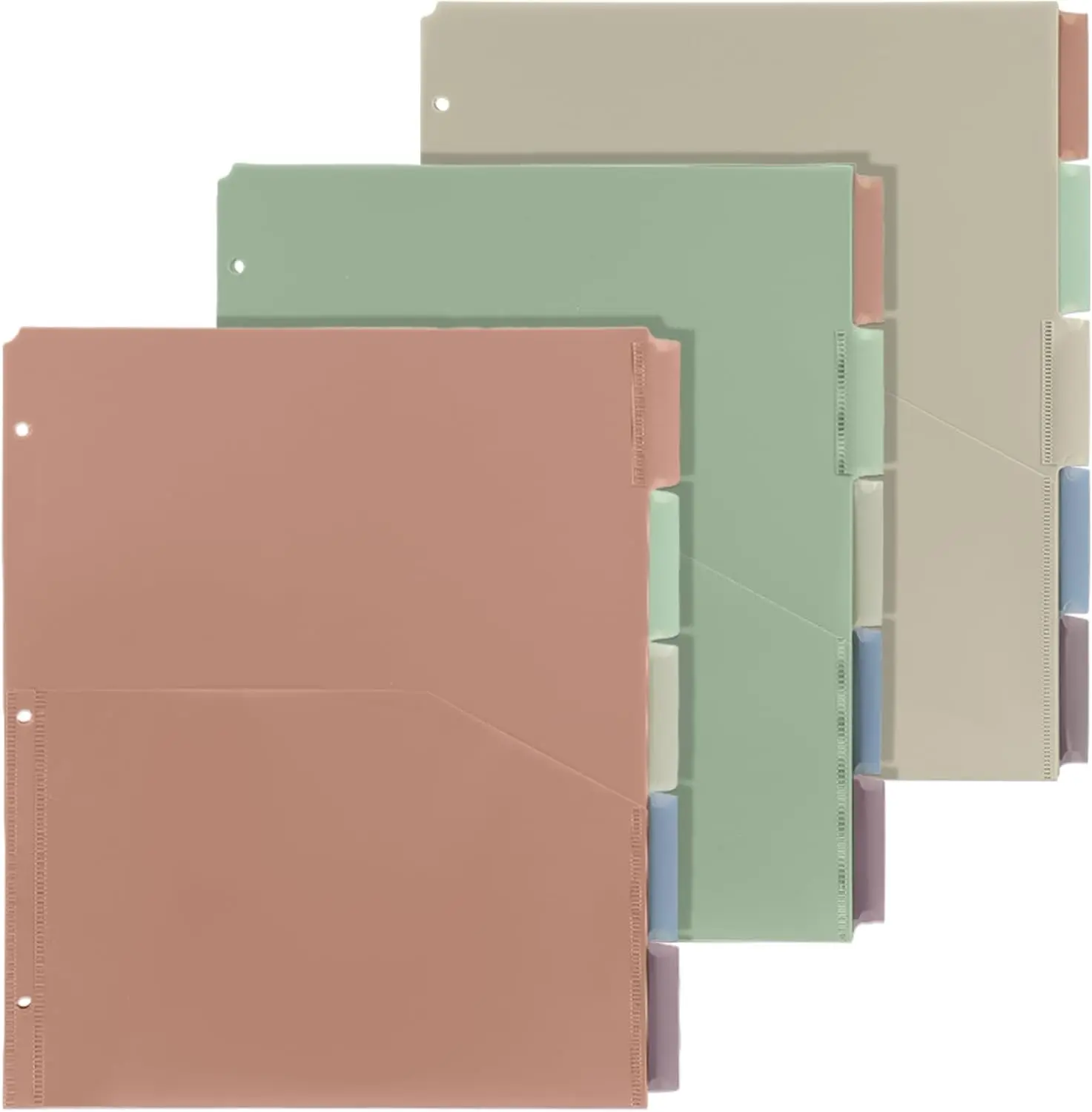 3 Sets 5 Tab Binder Dividers with Pockets for 3 Ring Plastic Binders 8.5 x 11 Inches 3 Hole Punched Page Dividers Sturdy Colorful Dividers for Office School Business Home Organizer,back to school,back to school haul