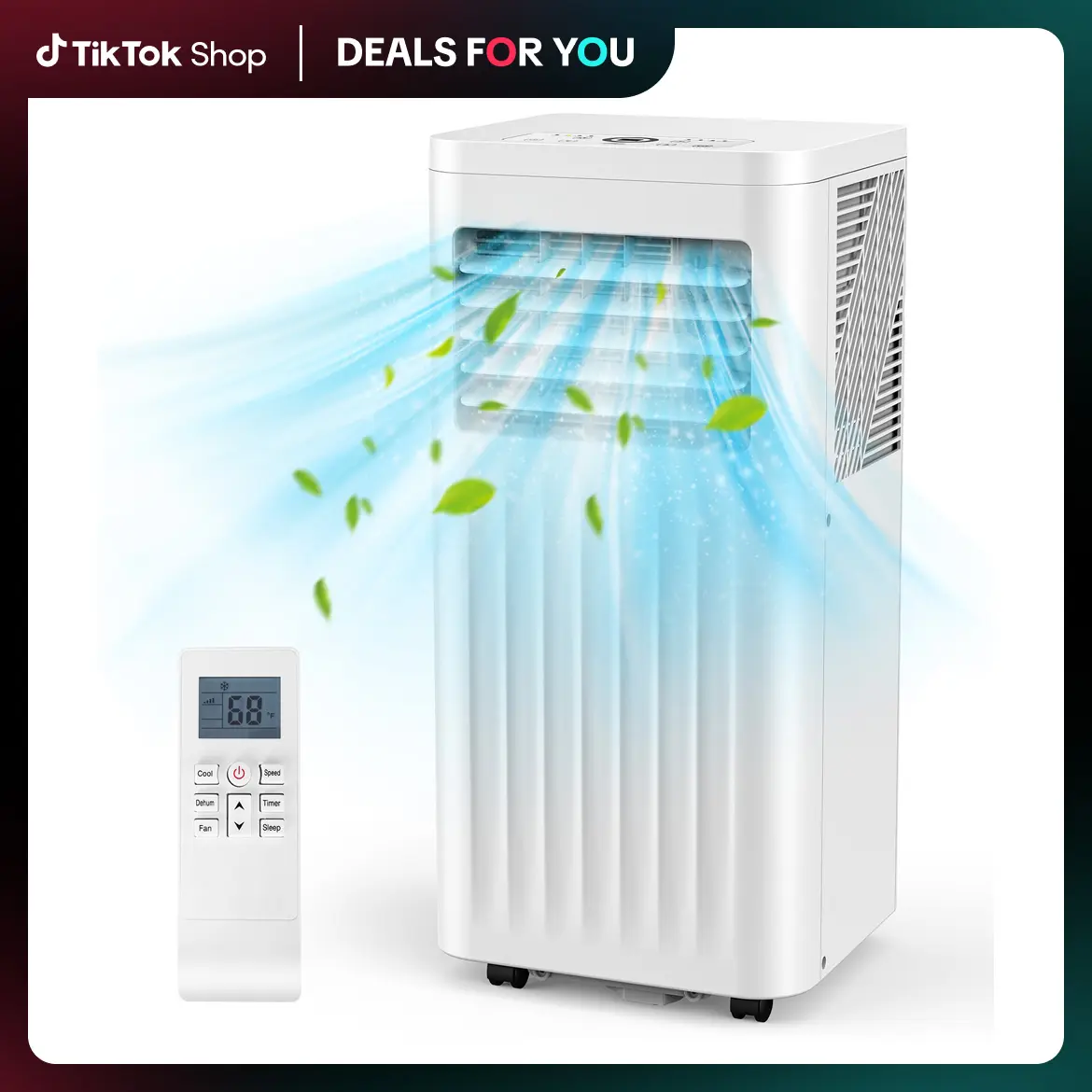 COWSAR Quiet Portable AC - 8000-10000 BTU EasyCool Window AC with Dehumidifier Function, Cools 350 Sq.Ft, Remote Control, LED Display, 24H Timer, Sleep Mode, Window Installation Kit for Living Room, Garage, Bedroom