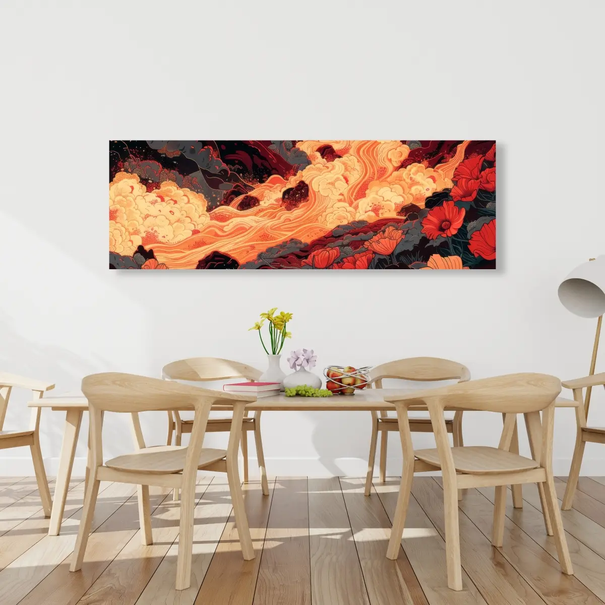 Pictorem C1RC2060WY7LRQ 20x60 in. The Big Burn - Orange Canvas Wall Art Print, Stylish Home Decor Inspo, Home Supplies for Room Decoration