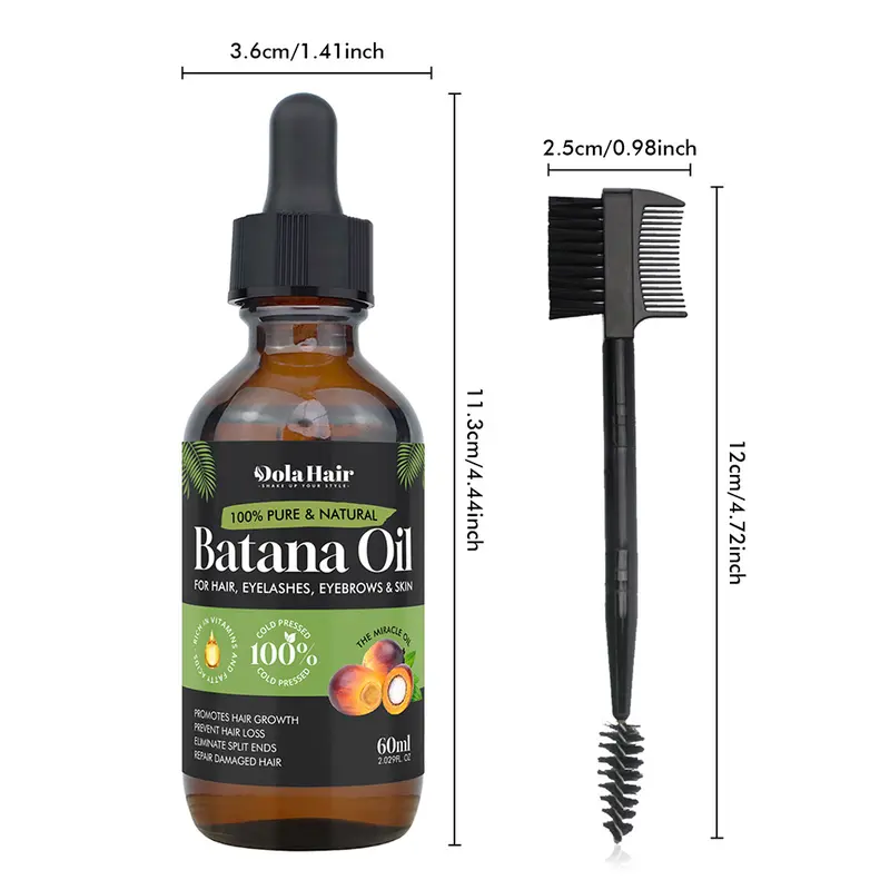 Dolahair Organic Batana Oil - 60ml Hair Care Moisturizer, Organic Herbal Raw Oil for Anti-Hair Fall, Regrow Solutions, Scalp Care & Radiant Locks Lightweight Daily Nourishing Treatment, Organic Herbal Oil Scalp Care
