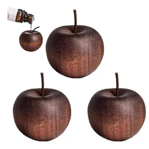 Mini Wooden Apple Essential Oil Diffuser - Waterless Car Air Freshener & Rustic Aromatherapy Decor