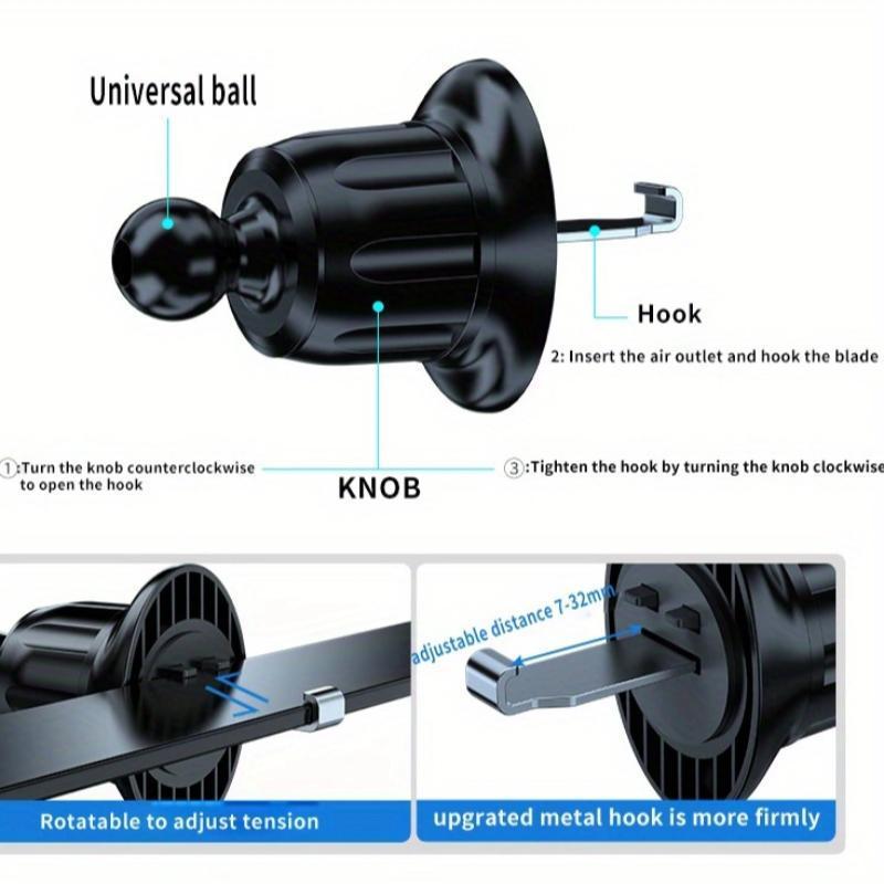 Car Phone Holder with Vent Design Hands-Free Cell Phone Mount for Car Universal Interior Accessories No Warranty