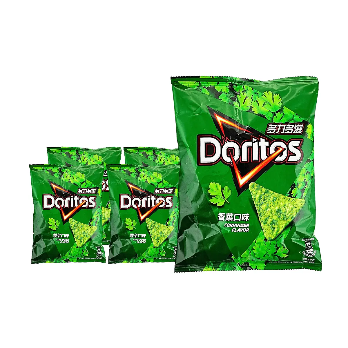 Doritos Taiwan Coriander Flavor Tortilla Chips 5-Pack | Unique Asian Snack, Limited Edition, 68g Bags