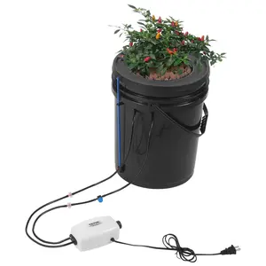 VEVOR DWC Hydroponics Grow System,  , Hydroponic Growing System with Top Drip Kit, 5-Gallon Deep Water Culture with Air Pump, Air Stone and Water Level Device for Leafy Vegetables(1 Bucket+Top Drip Kit)