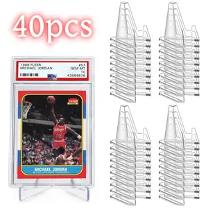 40 pcs Thicked Card Display Stand Acrylic Picture Holder Stands Small Easel Stand Mini Coin Display Easel Card Display Stand for Challenge Coin Photo PSA
