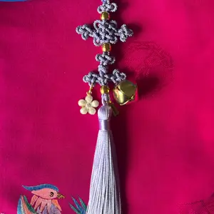 Keychain Charm Rumi Purple, Mira Pink, Zoey Yellow Norigae Cosplay Handmade Quality Korean Threads With Matching Charms Kaboknots.com