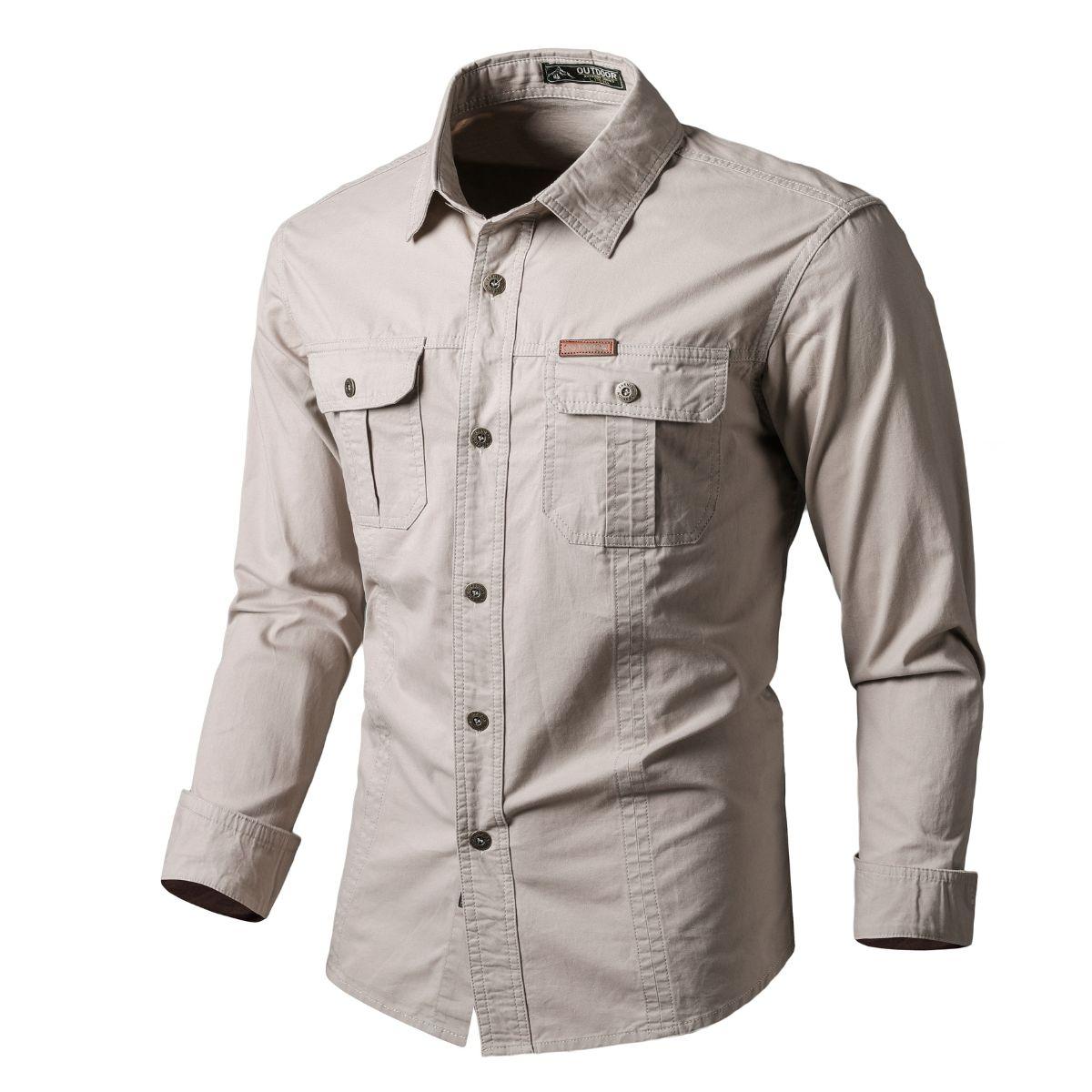 Men's Long Sleeve Workwear Shirt - Outdoor Casual Versatile Top