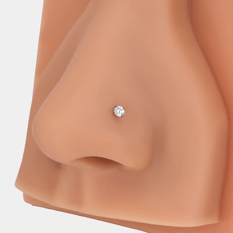 Oufer 20G Titanium Threadless Push Pin Flat Back Nostril  Nose Ear Helix Lobe Piercing Ring Bar Length 7mm In Heart Star Style